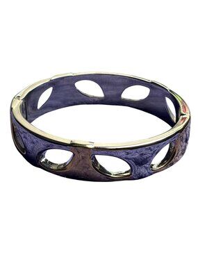 Vintage Goldtone Silvertone Hinged Clamper Bracelet 6.5 inches